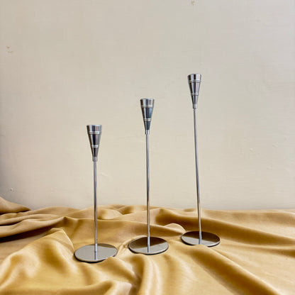 Silver Metal Candle stands - set of 3