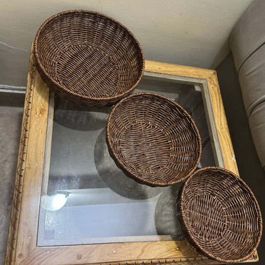 Brown Cane Round Baskets